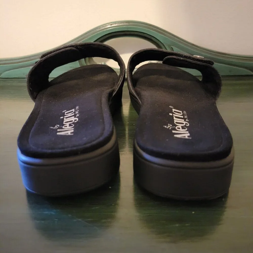 Alegria 40 Slide Sandals LIL 601 Adjustable‎ Strap Black Open Toe Comfort Summer
